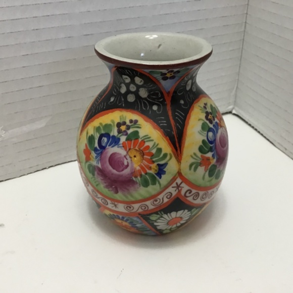 Vintage Chodovia czechoslovakia ceramic hand painted floral vase - Picture 4 of 5